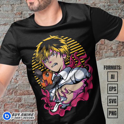 Premium Chainsaw Man Anime Vector T-shirt Design Template #16