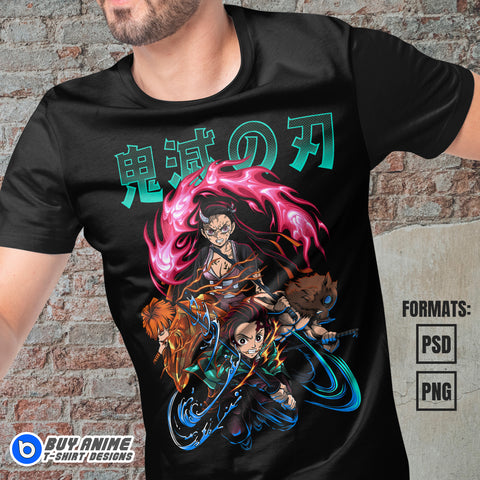 Premium Demon Slayer Anime Vector T-shirt Design Template #4