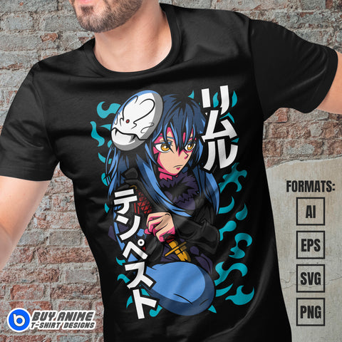 Premium Rimuru Tempest Anime Vector T-shirt Design Template