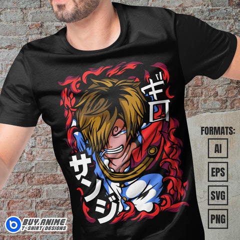 Premium Sanji One Piece Anime Vector T-shirt Design Template #3