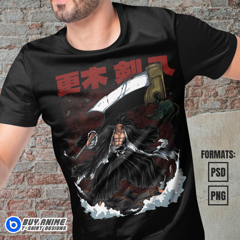 Premium Kenpachi Zaraki Bleach Anime Vector T-shirt Design Template #2