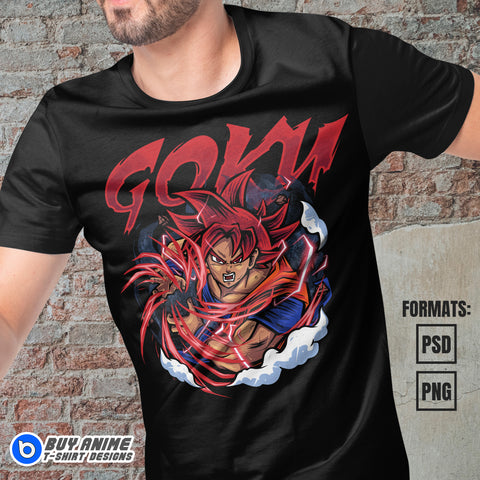 Premium Goku SSG Dragon Ball Anime Vector T-shirt Design Template #2