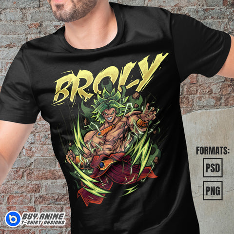 Premium Broly Dragon Ball Anime Vector T-shirt Design Template #3