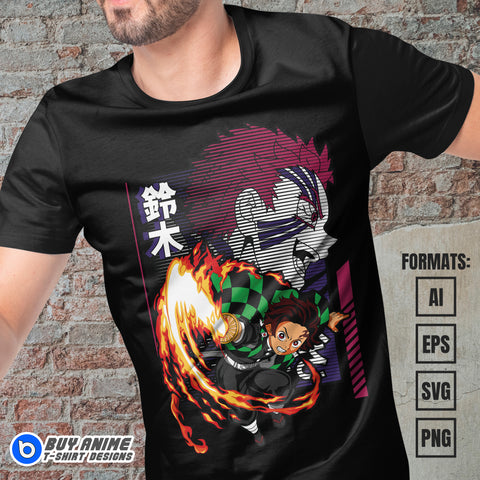 Premium Demon Slayer Anime Vector T-shirt Design Template #12