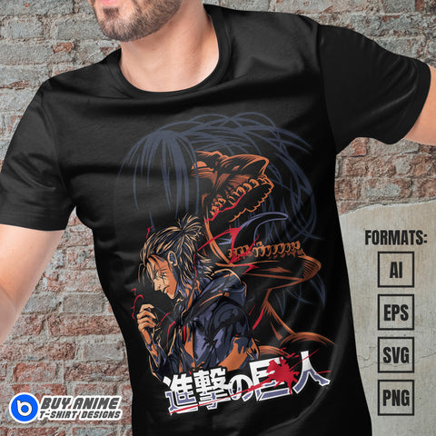 Premium Attack on Titan Anime Vector T-shirt Design Template #6