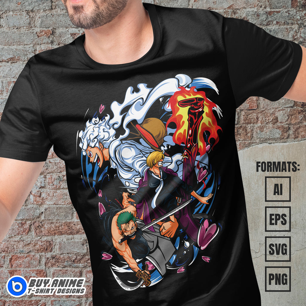 Premium One Piece Anime Vector T-shirt Design Template #15