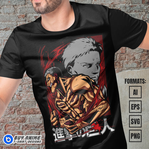 Premium Attack on Titan Anime Vector T-shirt Design Template #9