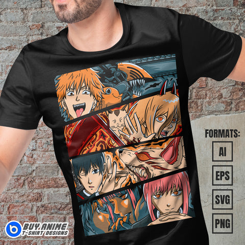 Premium Chainsaw Man Anime Vector T-shirt Design Template #17