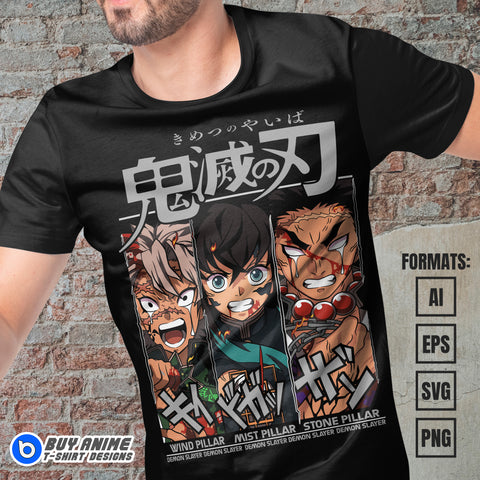 Premium Demon Slayer Anime Vector T-shirt Design Template #15