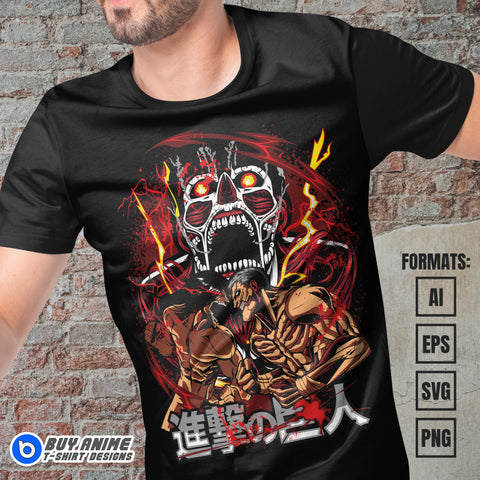 Premium Attack on Titan Anime Vector T-shirt Design Template #10