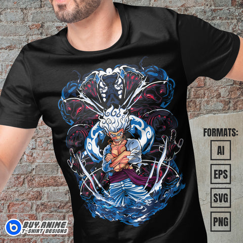 Premium Luffy Gear 5 One Piece Anime Vector T-shirt Design Template #13