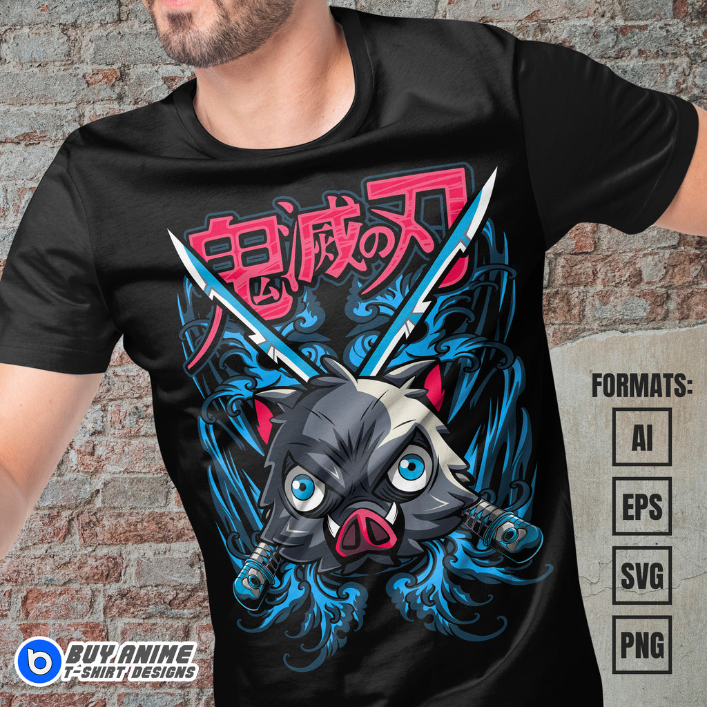 Premium Inosuke Demon Slayer Anime Vector T-shirt Design Template #3