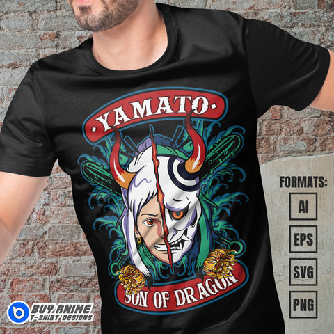 Premium Yamato One Piece Anime Vector T-shirt Design Template #3