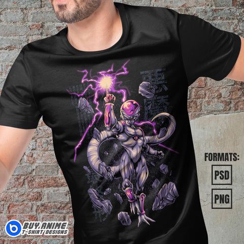 Premium Frieza Dragon Ball Anime Vector T-shirt Design Template
