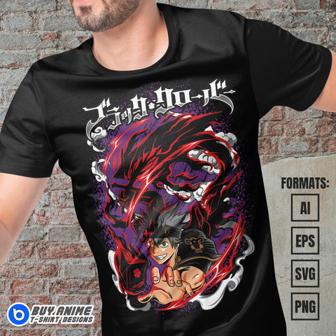 Premium Asta Black Clover Anime Vector T-shirt Design Template #7
