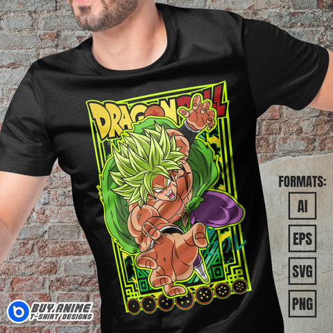 Premium Broly Dragon Ball Anime Vector T-shirt Design Template #4