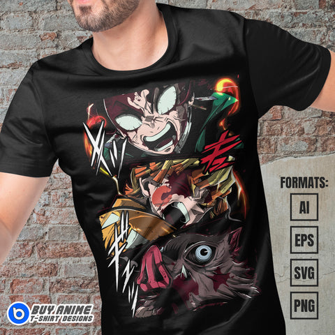 Premium Demon Slayer Anime Vector T-shirt Design Template #18