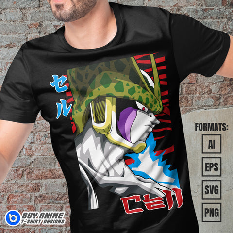 Premium Cell Dragon Ball Anime Vector T-shirt Design Template #2