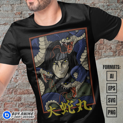 Premium Orochimaru Naruto Anime Vector T-shirt Design Template #2