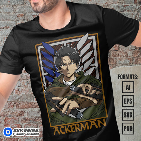 Premium Levi Ackerman Attack on Titan Anime Vector T-shirt Design Template