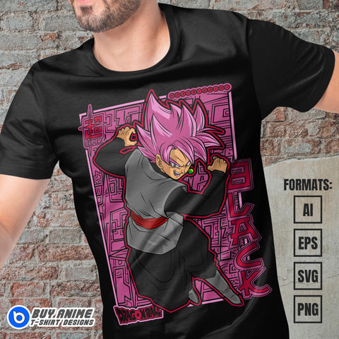 Premium Goku Black SSJR Dragon Ball Anime Vector T-shirt Design Template