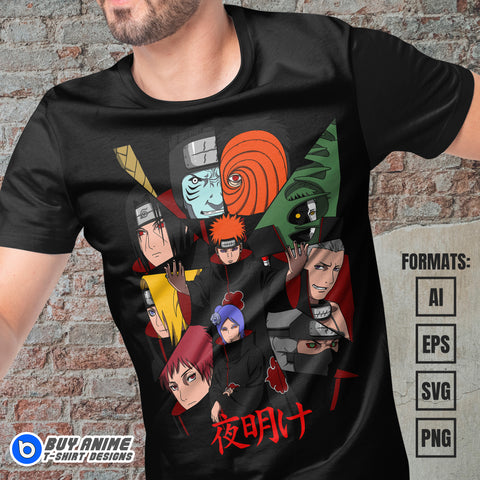 Premium Akatsuki Naruto Anime Vector T-shirt Design Template