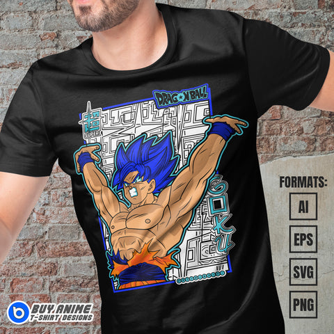 Premium Goku SSB Dragon Ball Vector T-shirt Design Template #2