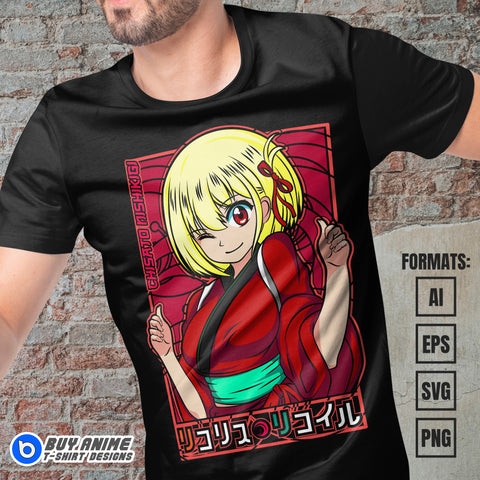 Premium Chisato Nishikigi Anime Vector T-shirt Design Template