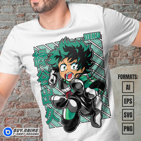 Premium Midoriya Izuku My Hero Academia Anime Vector T-shirt Design Template #4