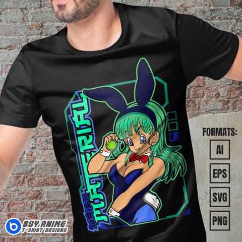 Premium Bulma Dragon Ball Anime Vector T-shirt Design Template #3