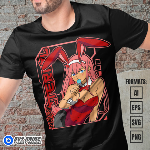 Premium Zero Two Anime Vector T-shirt Design Template