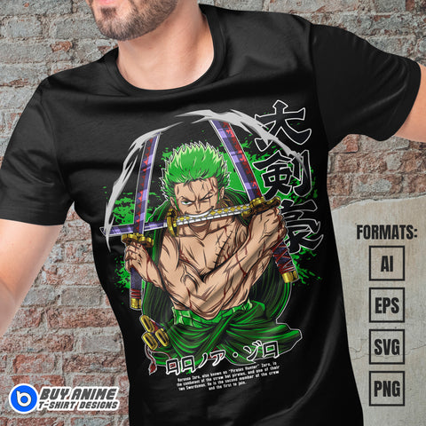 Premium Roronoa Zoro One Piece Vector T-shirt Design Template #10