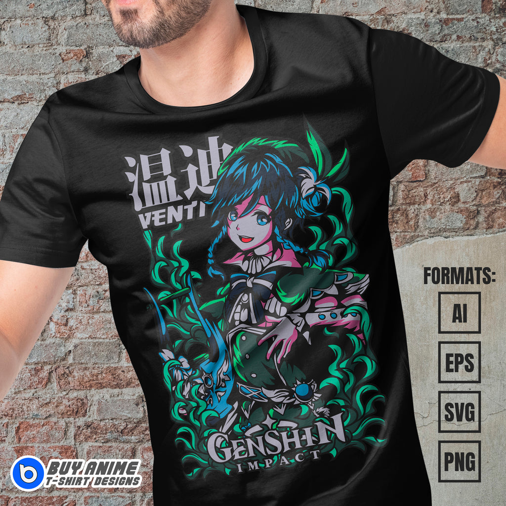 Premium Genshin Impact Vector T-shirt Design Template
