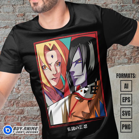 Premium Legendary Sannin Naruto Anime Vector T-shirt Design Template