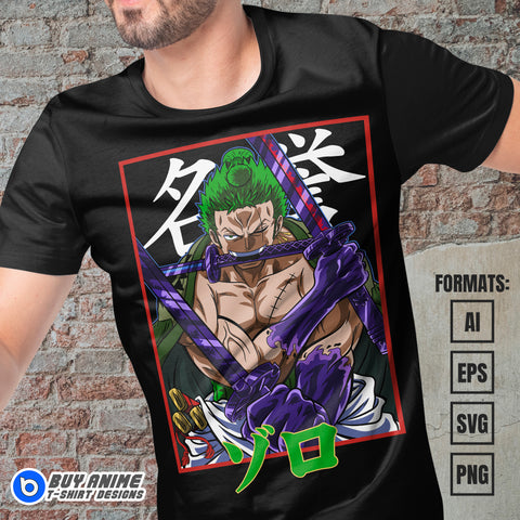 Premium Roronoa Zoro One Piece Vector T-shirt Design Template #12
