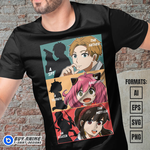 Premium Spy x Family Anime Vector T-shirt Design Template #6