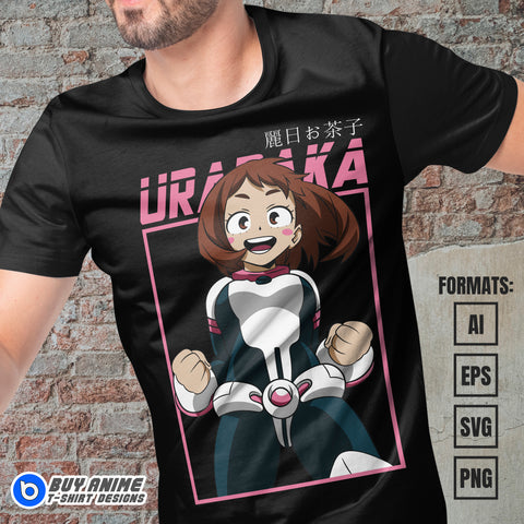 Premium Ochako My Hero Academia Anime Vector T-shirt Design Template