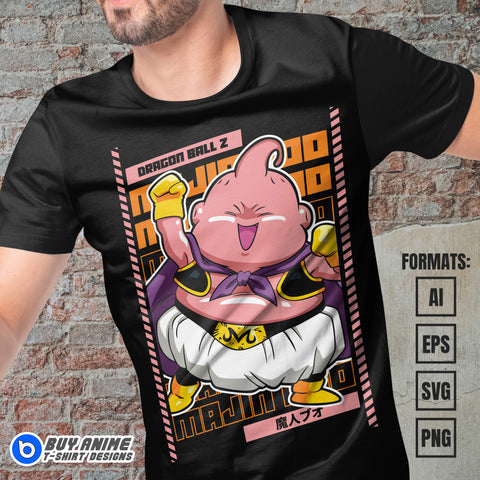 Premium Majin Boo Dragon Ball Anime Vector T-shirt Design Template
