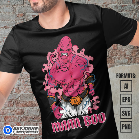 Premium Majin Boo Dragon Ball Anime Vector T-shirt Design Template #2