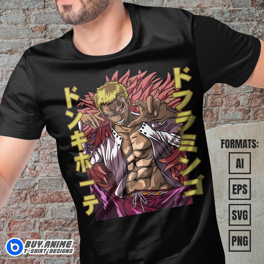 Premium Doflamingo One Piece Anime Vector T-shirt Design Template #4