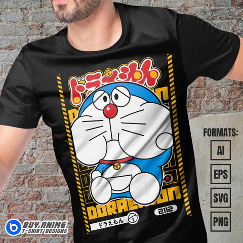 Premium Doraemon Anime Vector T-shirt Design Template