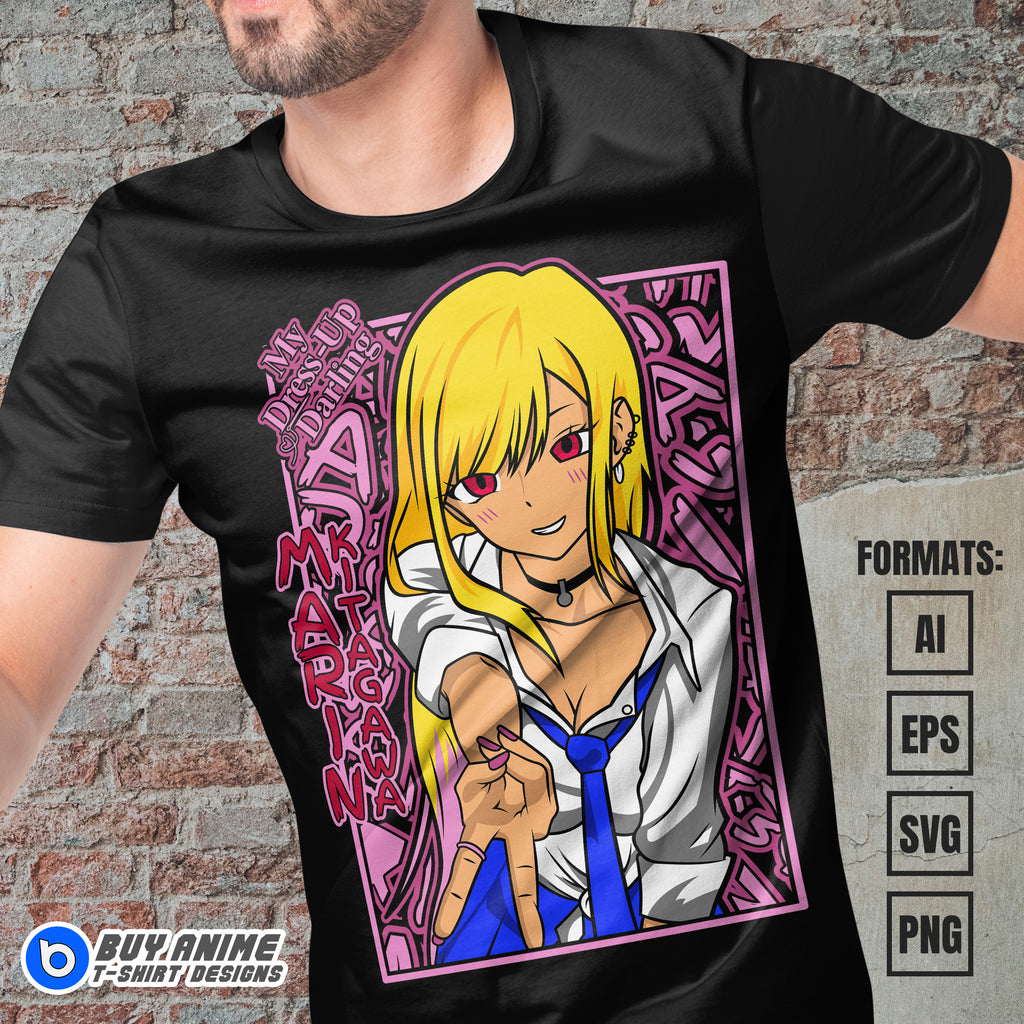 Premium Marin My Dress Up Darling Anime Vector T-shirt Design Template