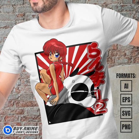 Premium Ranma 1/2 Anime Vector T-shirt Design Template