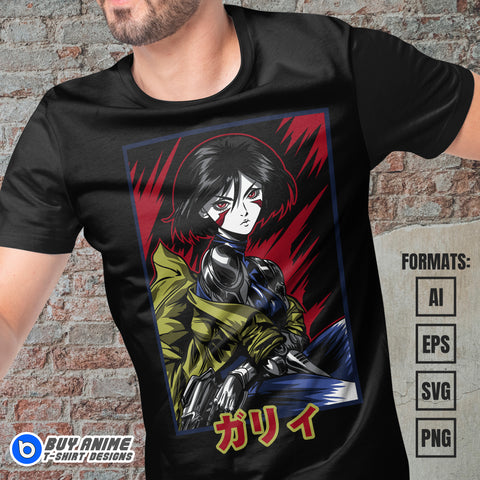 Premium Alita Battle Angel Anime Vector T-shirt Design Template