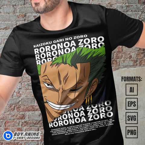 Premium Roronoa Zoro One Piece Vector T-shirt Design Template #13