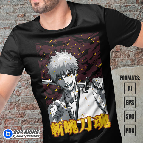 Premium Zangetsu Bleach Anime Vector T-shirt Design Template