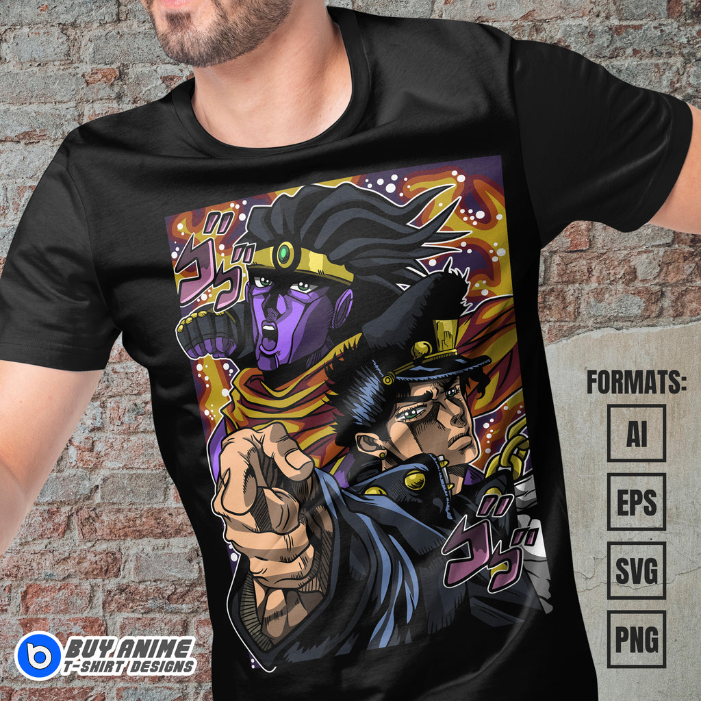 Premium Jojo's Bizarre Adventure Anime Vector T-shirt Design Template #2