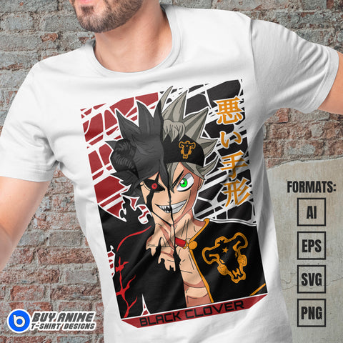 Premium Asta Black Clover Anime Vector T-shirt Design Template #9