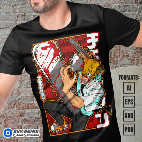 Premium Chainsaw Man Anime Vector T-shirt Design Template #19