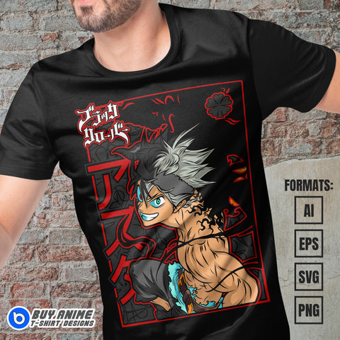 Premium Asta Black Clover Anime Vector T-shirt Design Template #8